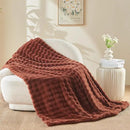 NEWCOSPLAY Faux Fur Twin Blanket Burnt Orange Bubble Blanket Thick Warm Soft for Couch Sofa Bed 550GSM (Burnt Orange, Twin(60"x80")) by CozyNest Decor
