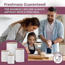 Pebble & Stem® White Metal Canister Set for the Kitchen Counter, Food Canister Set of 4, Airtight Lids, Sugar and Flour Containers for Countertops, Coffee and Tea Storage, Farmhouse Decor by CozyNest Decor