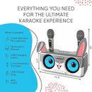 Rabbit Karaoke Machine for Kids, Children and Toddlers with 2 Wireless Bluetooth Microphones, Portable PA Speaker System Includes Lyrics Display Phone Holder, TV Cable and Singer Vocal Removal Mode by TinyTreasures Baby Boutique