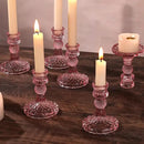 12Pcs Pink Candlestick Holders Set- 4" H Taper Candle Holders Bulk, Glass Candle Holders for Wedding, Party, Romantic Dinner Table Centerpieces, Festival Gifts & Windowsill Decor by CozyNest Decor