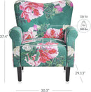BELLEZE Modern Accent Chair, High Back Armchair, Upholstered Wingback Side Chair, Padded Single Sofa with Wooden Legs for Living Room, Bedroom - Green & Flower by CozyNest Decor