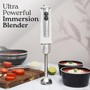 Zulay Immersion Stick Mixer Hand Blender - 800 Watts, Turbo Mode, 5-ft Power Electric Cord, Handheld Portable, Stainless Steel Blades - For Effortless Blending Smoothie, Soup, Baby Food, Puree - White by TinyTreasures Baby Boutique