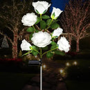 DWH 1 Pack Solar Garden Lights Outdoor, 7-Flower Rose Solar Lights for Yard, LED Solar Powered Stake Lights for Patio Pathway Lawn Fence Cemetery, White by GreenHaven Gardens