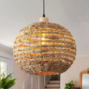 Boho Pendant Lights Kitchen Island Rattan Lights Fixture for Dining Room 15.8" Hand-Woven Chandelier Weaving Hanging Ceiling Light for Restaurant Living Room Bedroom Foyer Hallway by GreenHaven Gardens