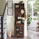 JXQTLINGMU 23" Farmhouse Hall Tree with Shoe Storage, Entryway Bench with 6 Cubbies, 5 Hooks & Barn Doors, Mudroom Coat Rack Cabinet, Brown by CozyNest Decor