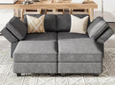Bellfin Modular Sectional Sleeper Sofa Convertible Sofas with Storage Ottomans Small Sectional Couches for Living Room. Dark Grey Couch by CozyNest Decor