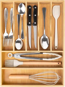 Bellsal Bamboo Silverware Drawer Organizer, Kitchen Utensil Drawer Organizers, 12"x15.7" Utensils Holder Cutlery Tray with Grooved Drawer Dividers for Kitchen Flatware Bedroom Office(7 Slot, Natural) by CozyNest Decor