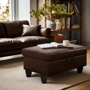 Ottoman Rectangular Storage Ottoman Bench, Faux Leather Footrest, Coffee Table, Stool Footstool with Hinged Lid for Living Room, Bedroom, Entryway, Brown, 28.5"x19"x17.5" by CozyNest Decor
