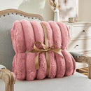 BEDELITE Faux Fur Throw Blanket for Couch, Soft and Cozy Luxurious 3D Striped Pink Fluffy Blanket, 770GSM Thick Warm Plush Fuzzy Faux Rabbit Fur Blanket for Women Gift, 50"x 60" by CozyNest Decor