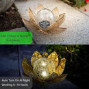 Solar Lights Outdoor Waterproof Lotus Flower Metal Yard Art Decoration Crackle Globe Glass Solar Lamp Garden Decor for Outside, Flowerbed Lawn Patio Porch Pathway Pond Decorations by GreenHaven Gardens