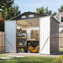 Aoxun 7x5 FT Outdoor Storage Shed Garden Metal Shed with Lockable Door Outdoor Large Shed for Tool, Garbage Can, Bike, Mower, Brown by GreenHaven Gardens
