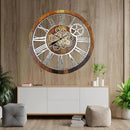 The Gears Clock 36'' Inch Real Moving Gear Wall Clock Vintage Industrial Oversized Rustic Farmhouse (Vintage Brown) by CozyNest Decor