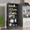 Black Metal Storage Cabinet,75" Steel Cabinets for Home Office, Kitchen Pantry Storage Cabinet with Doors and 5 Adjustable Shelves, Tool Cabinets, for Office, Home, Garage, School by CozyNest Decor