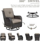 Outdoor Swivel Rcoker Patio Chairs - Outdoor Swivel Patio Chairs Set of 2 Wicker Chair Patio Furniture Sets with Covered Cushion for Porch Deck Balcony Garden, Gray by GreenHaven Gardens