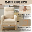 NIOIIKIT Modern Nursery Rocking Chair, Teddy Upholstered Rocking Chair with Footrest, Comfortable Rocker Recliner with Side Pocket, Glider Rocker for Living Room, Bedroom, Nursing Room (Cream) by TinyTreasures Baby Boutique