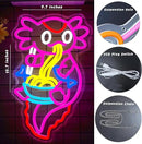Axolotl Ramen Neon Sign for Wall Decor Dimmable Axolotl Eating Noodles LED Neon Light Cut Japanese Neon Sign Anime Neon Signs for Japan Restaurant, Home Wall Art and Kitchen Decor(15.7 * 9.7inch) by CozyNest Decor