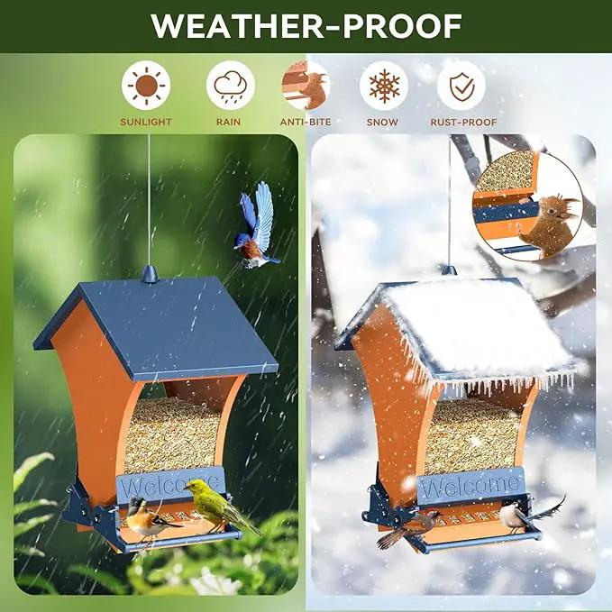 Wildpark Squirrel Proof Bird Feeders for Outdoors, 5LB Metal Hanging Feeders, Large Wild Feeders for Cardinals, Chickadees, Durable Backyard Feeders-One in Orange, photo 3 of 7