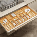 BAMEOS Expandable Silverware Drawer Organizer with Removable Knife Blocks, Bamboo Kitchen Utensil Holder from 21" to 36", Large Cutlery Tray with Divider for Forks, Spoons, Knives by CozyNest Decor