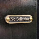 No Soliciting Brass Door Sign. Traditional Style Home Décor Wall Plaque Handmade By The Metal Foundry UK. by CozyNest Decor