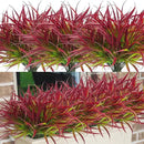 Uieke 28 Bundles Artificial Outdoor Plants UV Resistant Fake Grass Plants Faux Plastic Plants Greenery Shrubs for Home Garden Pathway Window Box Front Porch Summer Fall Decor, Deep Red by GreenHaven Gardens