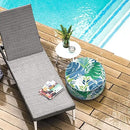 LVTXIII Outdoor/Indoor Round Inflatable Ottoman, All Weather Patio Footstool, Portable Footrest Seat for Patio Garden, Camping or Home, 21"x21"x9", Islamorada Blue Green by CozyNest Decor