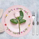 Whaline 4Pcs Round Placemats Spring Flower Embroidered Place Mats Pink Floral Dinner Table Mats for Home Holiday Wedding Bridal Baby Shower Birthday Party Decor by CozyNest Decor