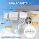 LUTEC 84W 9500LM LED Security Light Motion Sensor Outdoor Lights with Night Light, 4 Head LED Flood Lights Outdoor 5000K Daylight, IP65 Waterproof, Motion Detected Lights for Outside (White) by GreenHaven Gardens