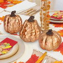 Large Pumpkin Decor Set of 3, Resin Pumpkins Thanksgiving Table Decor,5.9 Inch Faux Pumpkins Suitable for Fall Home Decor,Fall Table Decorations,Fall Mantel Decor (Gold) by CozyNest Decor