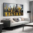 New York City Wall Art for Living Room - Hand Painted Canvas Wall Art for Office - Big Picture Frames for Wall Size 29" x 59" by CozyNest Decor