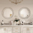 Kelly Miller Jeweled Mirror for Wall, 28 Inch Round Luxury Mirror with Sparkling Diamonds Beveled Modern Wall Decor for Bathroom, Living Room, Bedroom, Hallway by CozyNest Decor