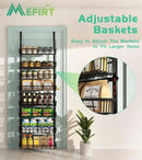 Over The Door Pantry Organizer, Wall Mount Spice Rack, Pantry Hanging Storage and Organization, 8 Adjustable Baskets Heavy-Duty Metal for Home & Kitchen, Back of Door Seasoning Rack - Black by CozyNest Decor
