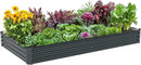 8x4x1ft Raised Garden Bed-Outdoor Galvanized Planter Box for Vegetables, Fruits,Herbs, Flowers, Metal Raised Garden Bed kit-Dark Grey by GreenHaven Gardens