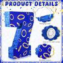 Number 7 Blue and Golden Rings Piñata for Kids Birthday Cartoon Theme Small Piñata with Blindfold Stick Confetti for Fiesta Cinco De Mayo Party Decor, 15.8 x 11 x 2.8 Inch by TinyTreasures Baby Boutique