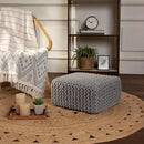REDEARTH · Cube Low Pouf Foot Stool Ottoman - Hand Knitted Poof - Cord Boho Pouffe - Home Décor - Stuffed Footrest for Living Room - Nursery - Bedroom - Patio (16" x 16" x 8") - Light Gray by CozyNest Decor