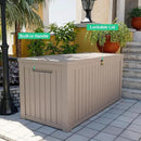 180 Gallon Deck Box Large Outdoor Storage for Patio Furniture,Outdoor Cushions,Garden Tools and Pool Supplies,Waterproof,Resin,Lockable(Grey) by CozyNest Decor