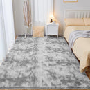 Fluffy Shag Area Rug, 4x6 Tie-Dyed Light Grey Rugs for Bedroom, Soft Plush Area Rugs for Living Room, Non-Slip Indoor Carpet for Nursery, Study Room, Dressing Room, Home Decor by TinyTreasures Baby Boutique