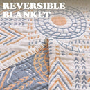 jinchan Boho 100% Cotton Muslin Twin Size 60x80 Throw Blanket Lightweight 4-Layer Orange Reversible Blanket Washable Breathable Geometric Striped Pattern Soft Comfy for Couch Bed Decor All Seasons by CozyNest Decor