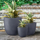 Kante 18",14",10" Dia Concrete Round Planters (Set of 3), Outdoor Indoor Large Planter Pots with Drainage Hole and Rubber Plug for Home Patio Garden, Charcoal by GreenHaven Gardens