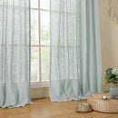 LAMIT Living Room Linen Curtains 90 Inch for Bedroom, Bronze Grommet Linen Textured Sheer Curtains Light Filtering Burlap Drapes for Farmhouse, 2 Panels, 52 x 90 Inch, Greyish Blue by CozyNest Decor