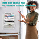 5-Tier Magnetic File Organizer, No Drilling Installation, White Magnetic Paper Holder, Magazine Rack for Refrigerator and File Cabinets by CozyNest Decor