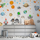 Solar System Wall Decals Astronaut Animals - Peel and Stick Outer Space Stickers with Planets and Stars for Kids Room, Boys or Girls Bedroom, Toddler Nursery, Playroom, Daycare Wall Decor -L Size by TinyTreasures Baby Boutique