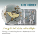 amatop Large Tree Wall Art Hand-Painted Landscape Forest Oil Painting Gallery Wrapped Framed Canvas Gold Bird Artwork 'White Birch at Night' for Living Room Bedroom Office Decor Teal White 48"x24" by CozyNest Decor