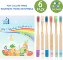 Kids Bamboo Toothbrushes, BPA-Free Soft Bristles, Eco-Friendly Natural Wooden Toddler Toothbrush, 6-Pack Travel Toothbrushes Set for Children by TinyTreasures Baby Boutique