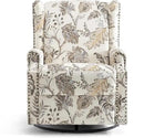 UIXE Swivel Rocker Manual Recliner Chairs Set of 2, Wingback Swivel Glider Fabric Nursery Reclining Sofa Chair, High Back Upholstered Arm Chair for Living Room Bedroom - Beige Plants by CozyNest Decor