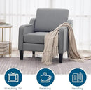VINGLI Mid Century Modern Accent Chair, Light Grey Fabric Accent Chairs for Living Room Upholstered Armchair with Scooped Arms for Bedroom, Apartment, Studio, Office, Waiting Room by CozyNest Decor