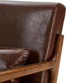Glitzhome 2 Set Mid Century Coffee Accent Armchair, Single Reading Armchair PU Leather Lounge Chair with Walnut Ruberwood Frame by CozyNest Decor
