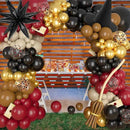 Amandir Magical School Balloons Arch Garland Kit, Maroon Burgundy Black Gold Confetti Balloons with Witch Hat Foil Star Balloon for Magic Themed Birthday Decorations Baby Shower Party Supplies by CozyNest Decor