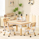 Height-Adjustable Kids Table and Chairs, 31.5''L x 23.6''W Toddler Table and 4 Chairs Set with Anti-Slip Foot Covers, Children Activity Table for Ages 2-10, Graffiti Desktop by CozyNest Decor