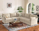 135.5" Oversized Modular Sectional Sofa, L Shaped Convertible Couch with Movable Ottoman, 5 Seat Corner Couches for Living Room Deep Seat Beige Chenille by CozyNest Decor