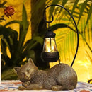 Solar Garden Statue Cat Figurine, 13 Inch Tall Garden Cat Statues Art with Solar Lantern, Loving Cat Statues for Patio, Balcony, Yard, Lawn and Porch, Unique Housewarming Gift for Garden Mom Grandma by GreenHaven Gardens